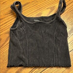 Freshwear Women's Charcoal Ribbed Crop Top